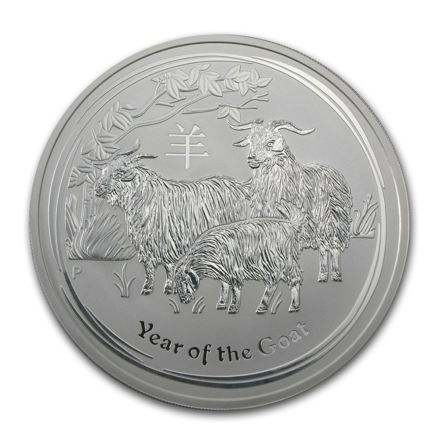 Lunar II Goat 2015 10 oz front 101munten year of the goat