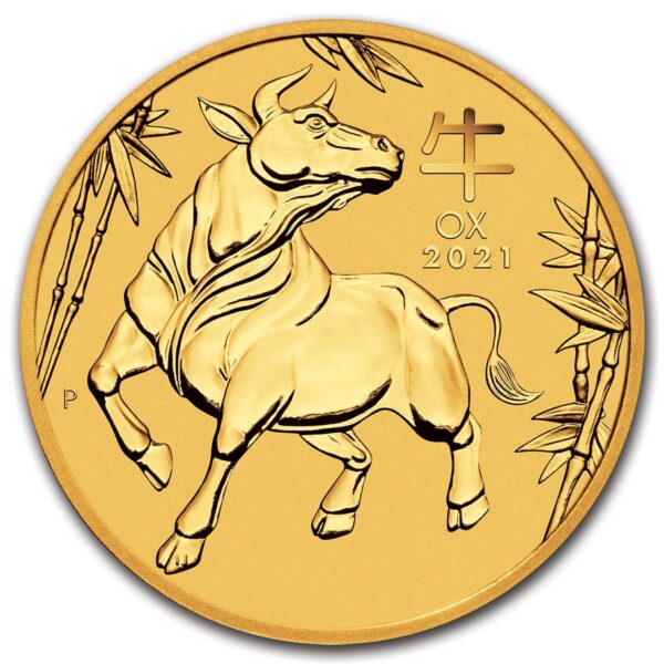 Gouden Lunar III Year of the Ox 0.05 oz 2021 met jaartal year of the ox