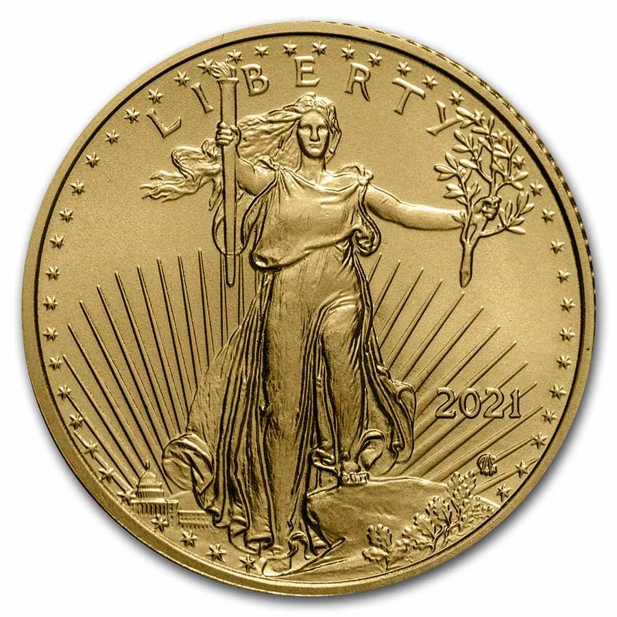 Gouden American Eagle 0.25 oz 2021 type 2 voorkant 101munten Gouden American Eagle 0.25 oz 2021 type 2 voorkant 101munten