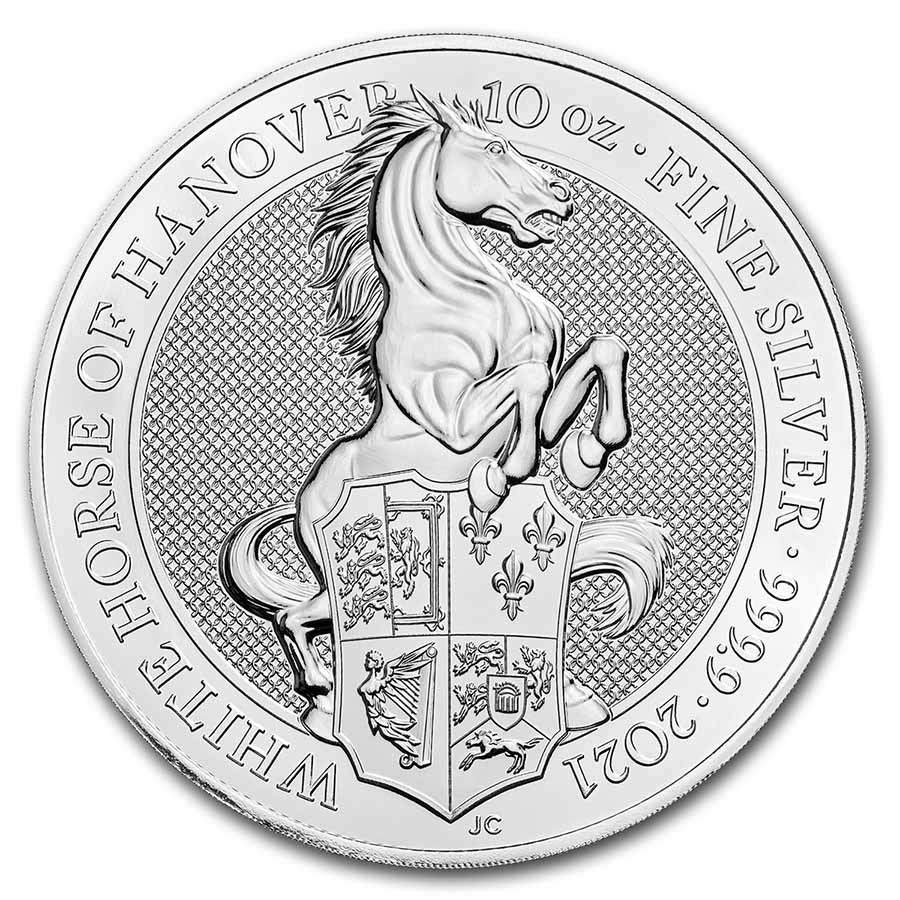 Queens Beast White Horse of Hanover 10 oz voorkant 101munten white horse of hanover