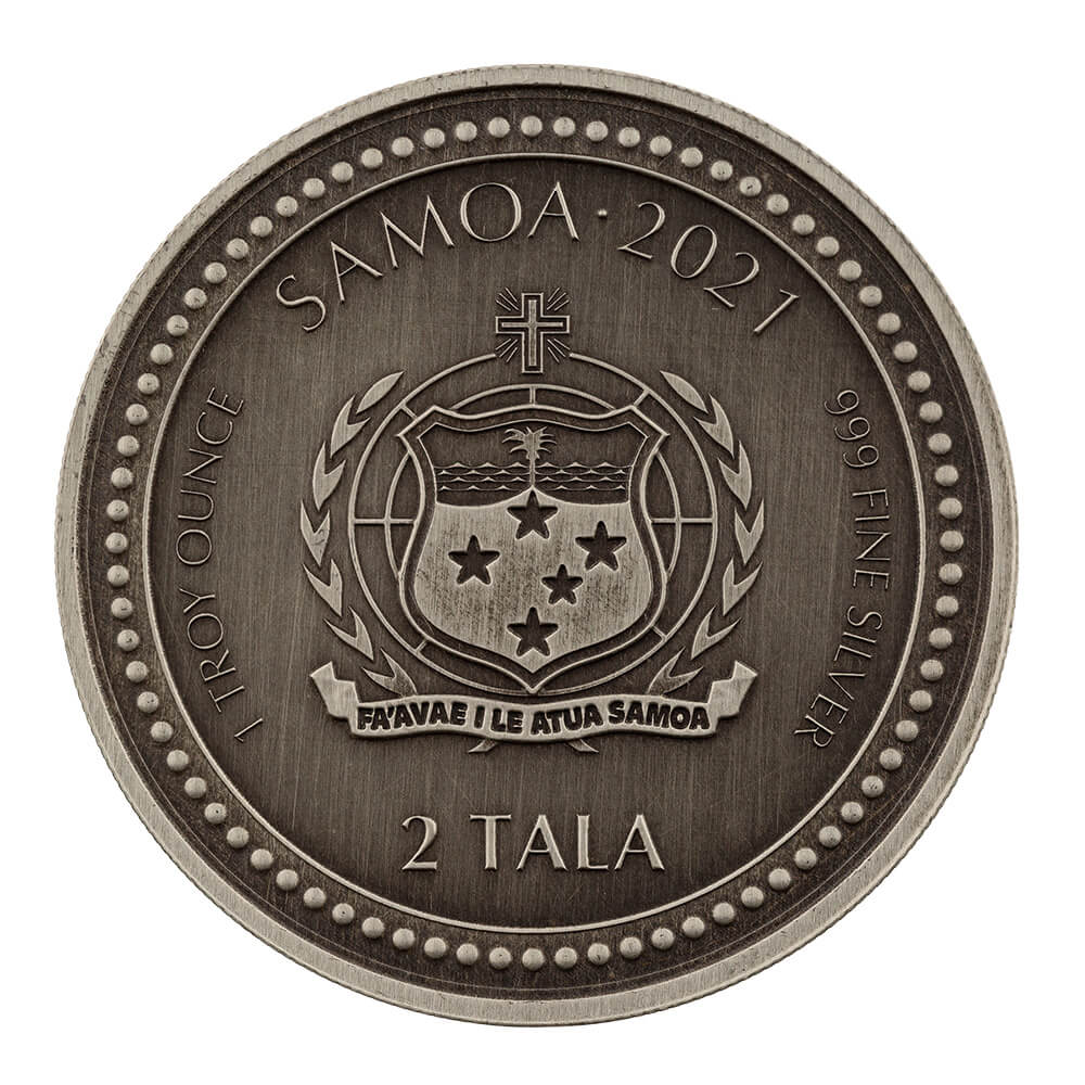 Samoa Seahorse Antique 1 oz 2021 back 101munten Samoa Seahorse Antique 1 oz 2021 back 101munten