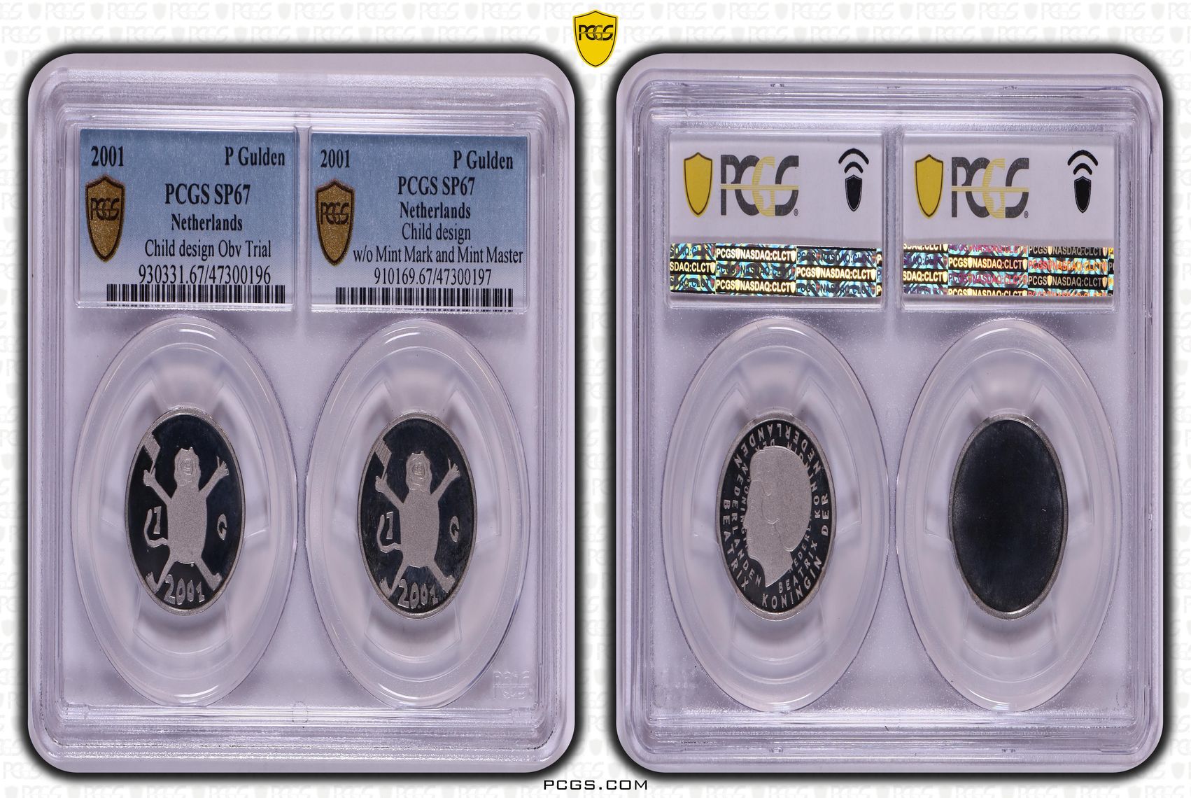 Duo slab 1 gulden 2001 SP67 Proefslagen Duo slab 1 gulden 2001 SP67 Proefslagen