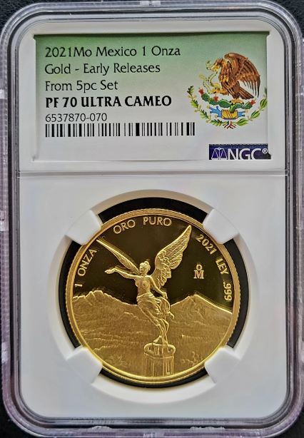 Mexican Libertad 1 oz goud 2021 NGC PF Ultra Cameo front Mexican Libertad 1 oz goud 2021 NGC PF Ultra Cameo front