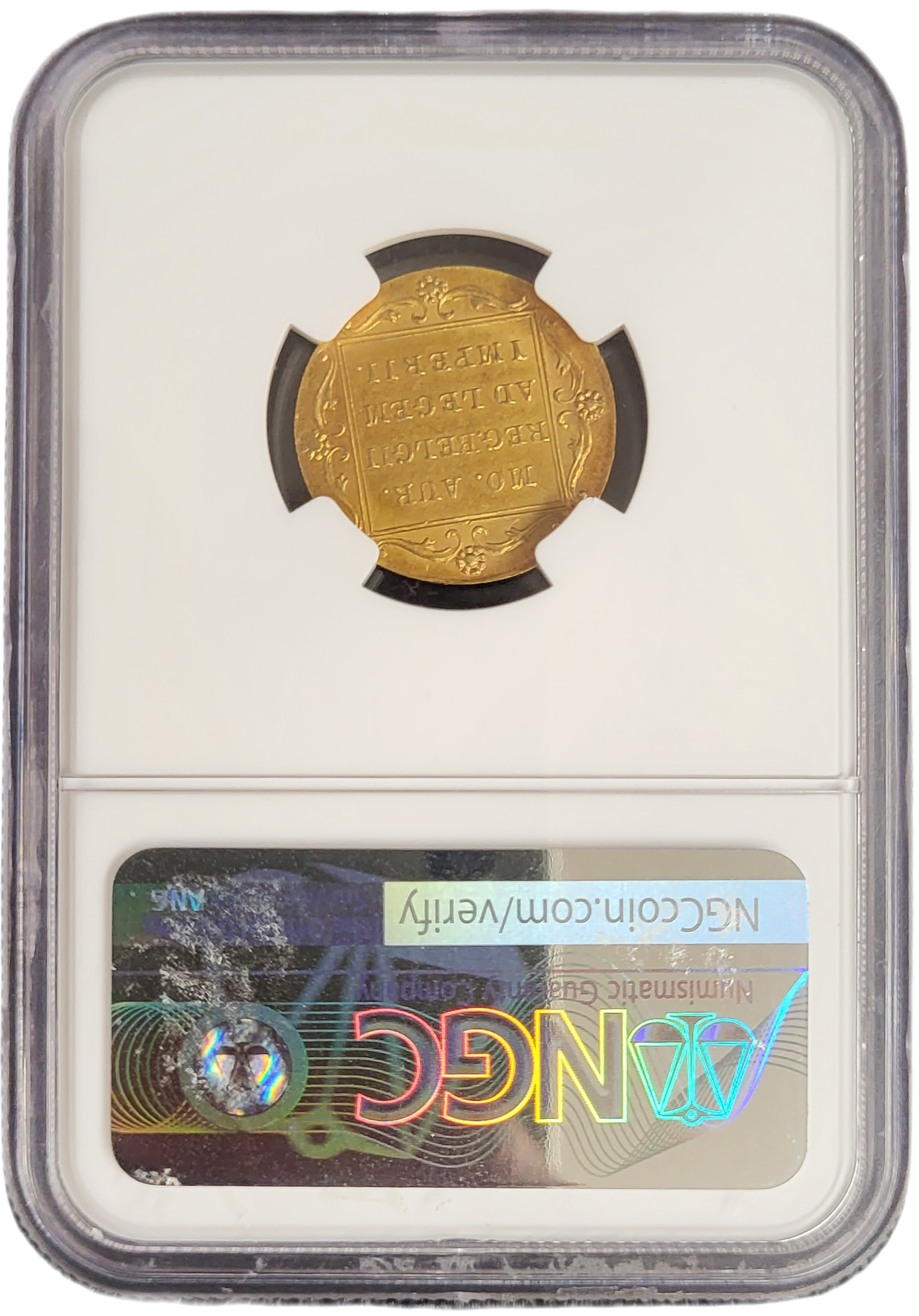 Gouden Dukaat 1885 AU58 NGC gecertificeerd-back Gouden Dukaat 1885 AU58 NGC gecertificeerd back