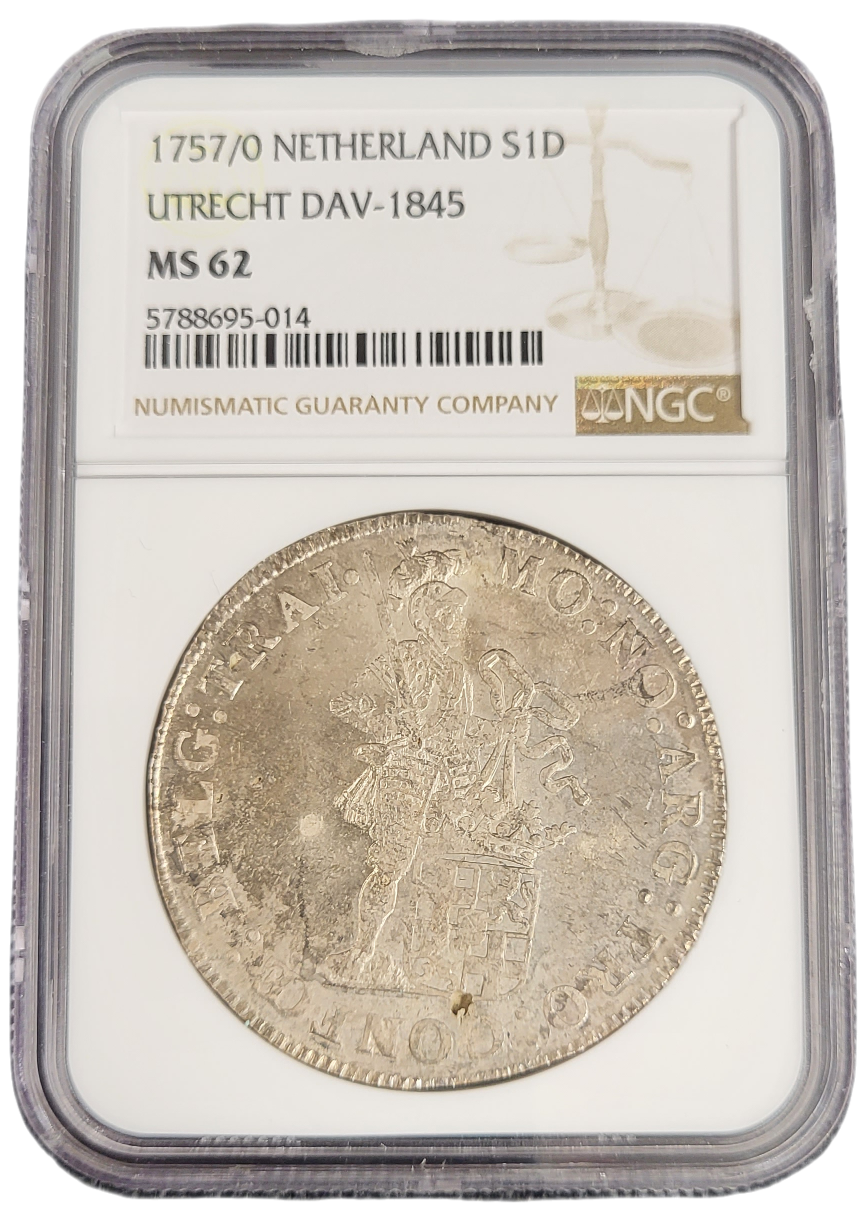 Provincie Utrecht Zilveren Dukaat 1757-front Provincie Utrecht Zilveren Dukaat 1757 front