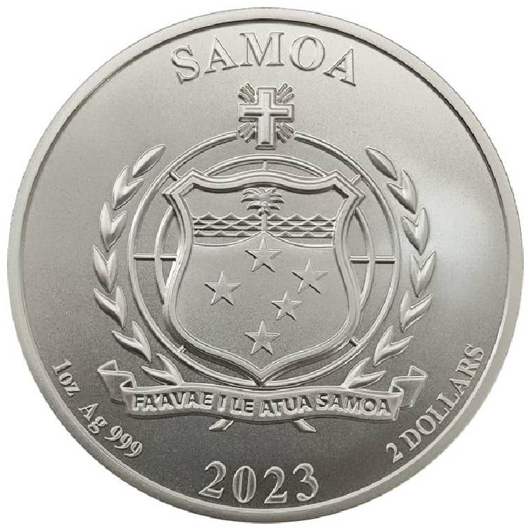 Samoa Four Guardians #2 Vermilion Bird of the South 1 oz 2023-back Samoa Four Guardians 2 Vermilion Bird of the South 1 oz 2023 back