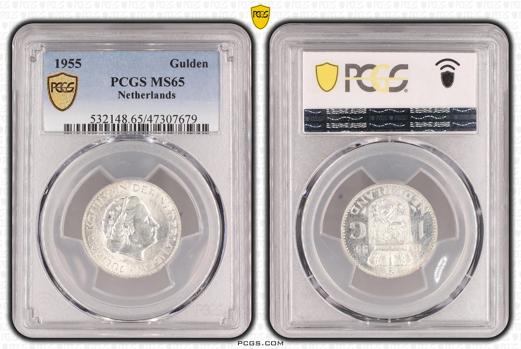 1 Gulden 1955 MS65 Prooflike PCGS 1 Gulden 1955 MS65 PCGS Prooflike