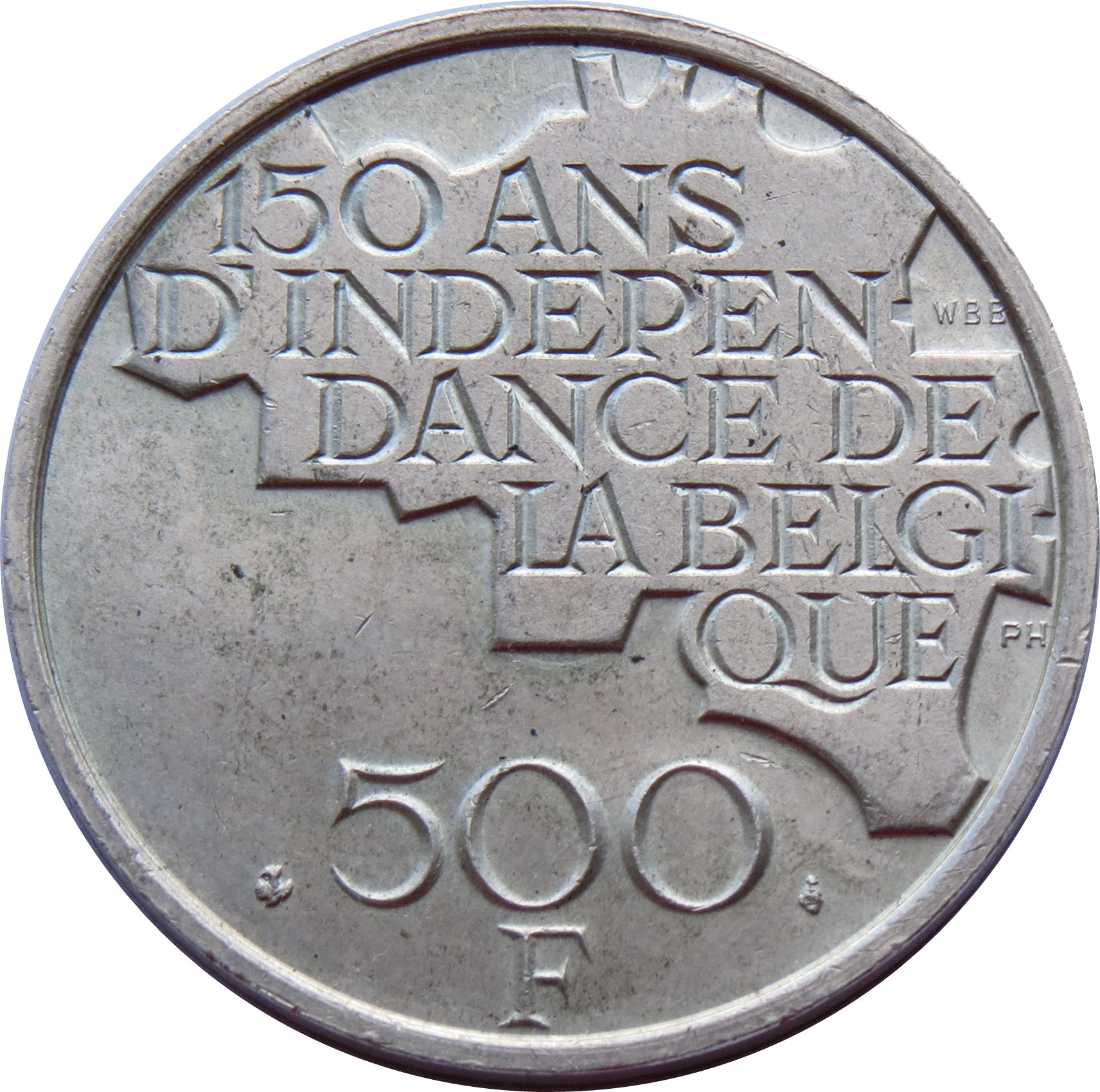 500 belgische Franc 1980-back Zilveren 500 belgische franc