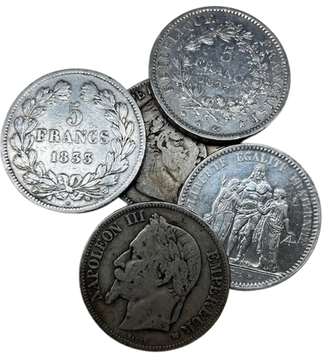 zilveren 5 Franse Franc (1795-1889)