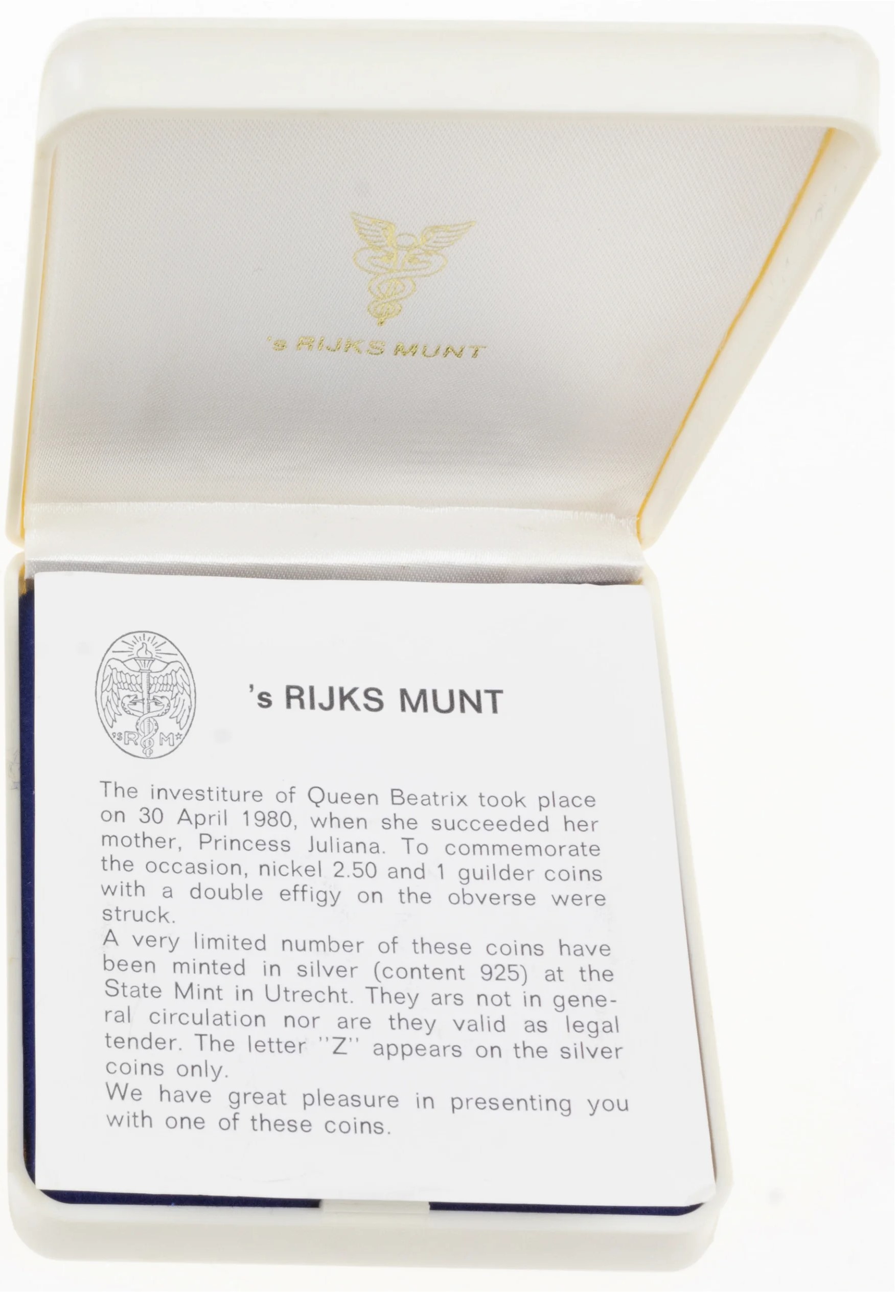 Rijksmunt zilverset doosje Rijksmunt zilverset 1980 doosje voor zilveren dubbele kop gulden en 2 1/2 gulden