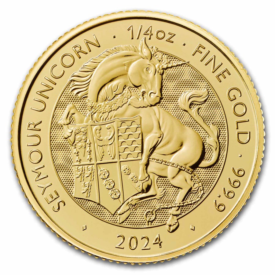gouden tudor beast seymour unicorn 0.25 oz -front tudor beast seymour unicorn