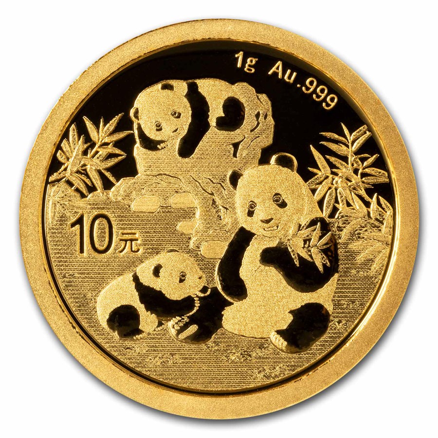 Gouden China Panda 1 gram 2025 met gewicht Gouden China Panda 1 gram 2025 met gewicht