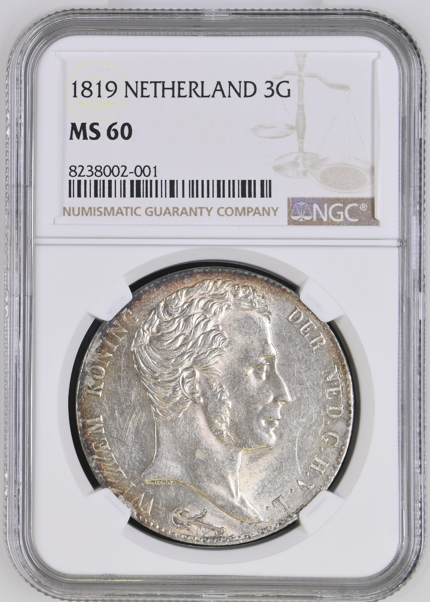 3 GULDEN 1819 MS60 NGC 3 GULDEN 1819 MS60 NGC
