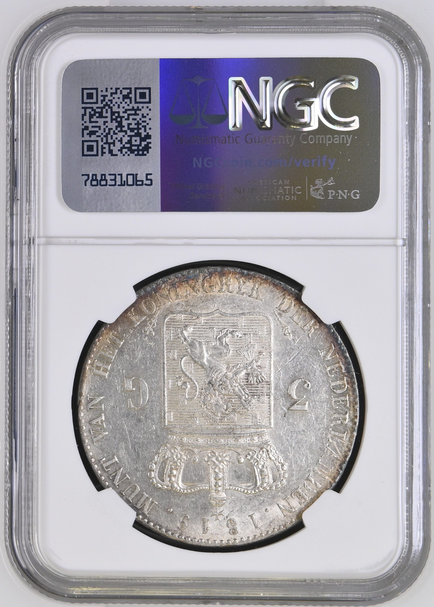 3 GULDEN 1819 MS60 NGC.1 3 GULDEN 1819 MS60 NGC