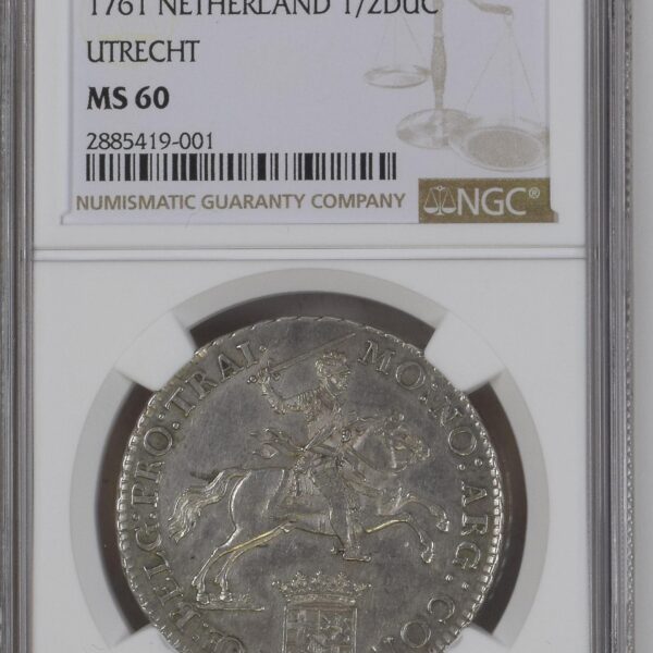 halve dukaton 1761 met bloemrand NGC MS60