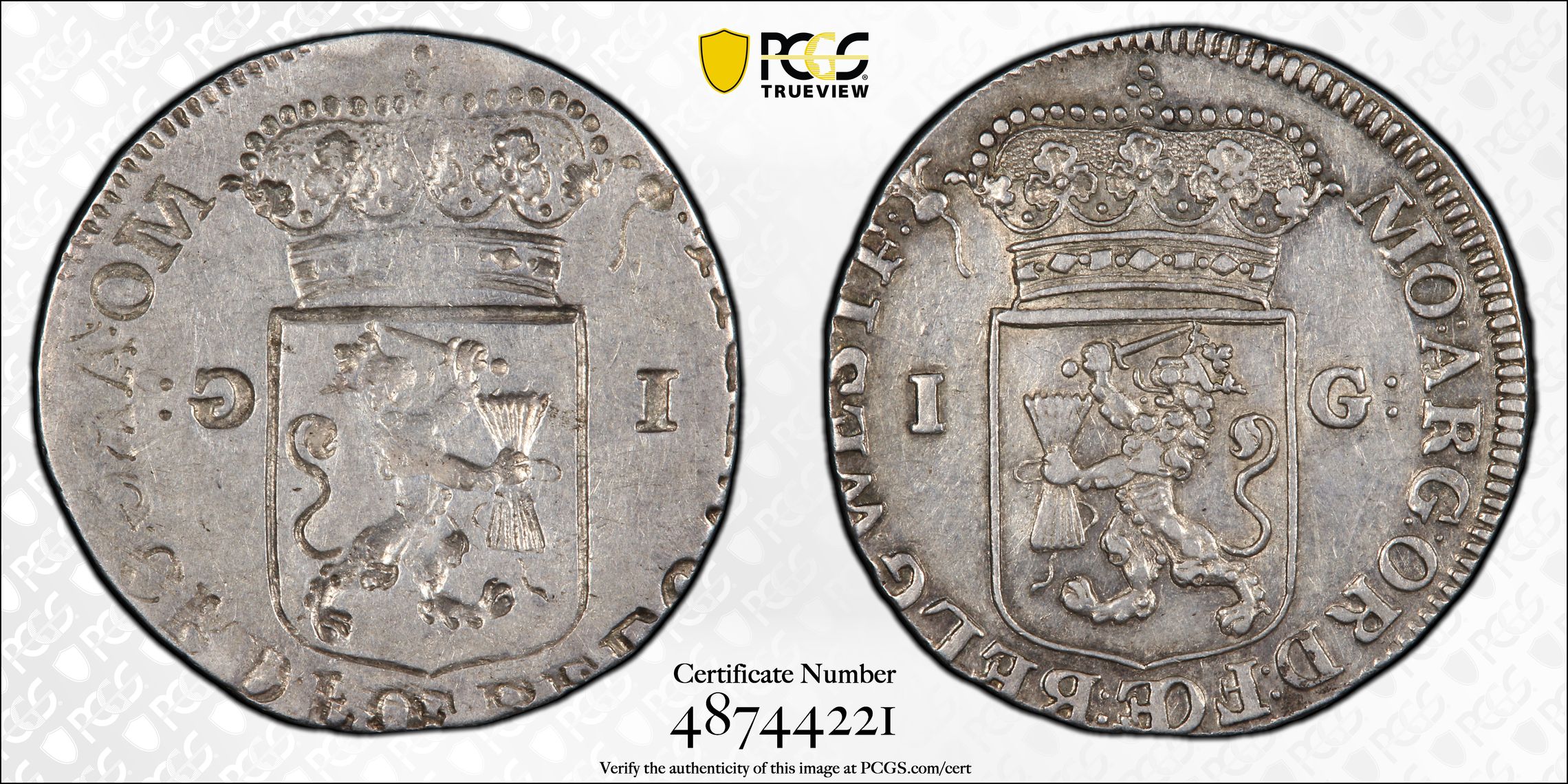 278731267 Provincie W.Friesland misslag 1 gulden (1715-1738) generaliteits PCGS AU55