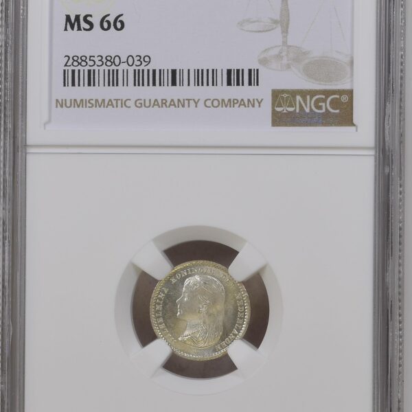 Koningin Wilhelmina 10 cent 1892 MS66 NGC