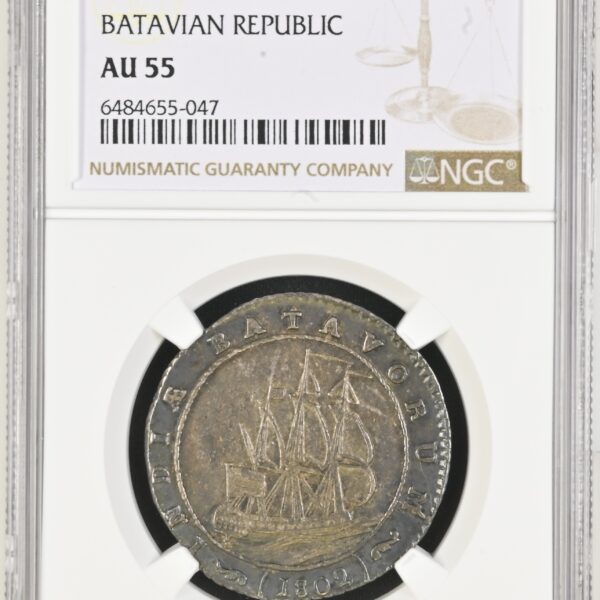 Nederland Indië - Bat. Republiek 1 gulden 1802 gecertificeerd AU55 NGC
