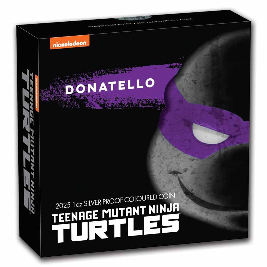 Tuvalu Teenage Mutant Ninja Turles Donatello PP 1 oz 2025 Box close 2025 Tuvalu Teenage Mutant Ninja Turtles Donatello 1 oz 2025